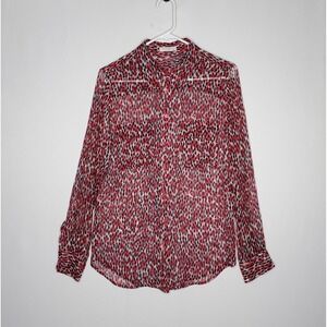 Equipment Femme Silk Button Top Women Medium Animal Print Sheer Office Designer